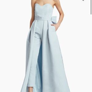 Alexia Maria  Light Blue Strapless Jumpsuit with bow cape